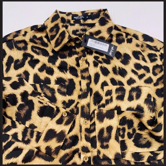 NWT NASTY GAL “It Looks Can Kill” LEOPARD PRINT BLOUSE - Picture 1 of 5